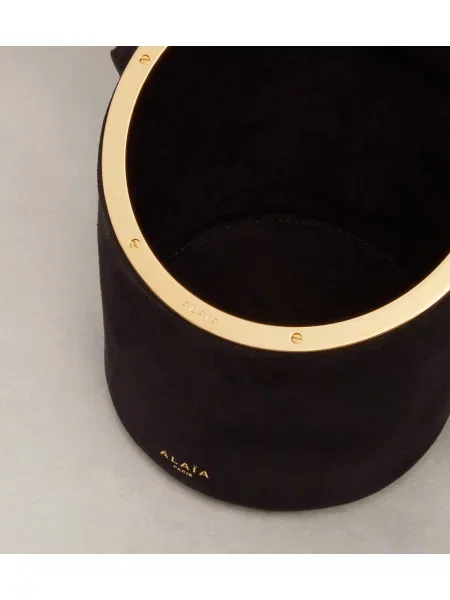 Geantă bucket Alaïa din piele de căprioară negru