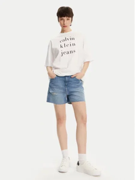 Calvin Klein Jeans Džínové šortky Mom Fit modrá