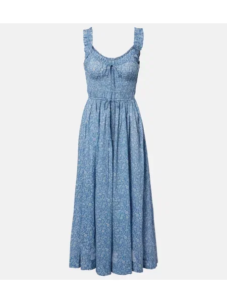 Rochie midi Dôen cu model floral albastru