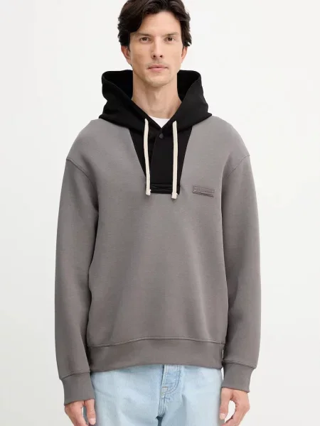 Суичър с качулка Armani Exchange с качулка сиво