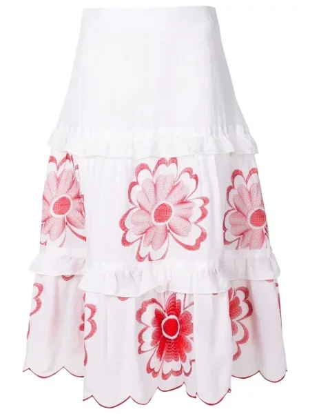 Fustă Amir Slama cu model floral alb