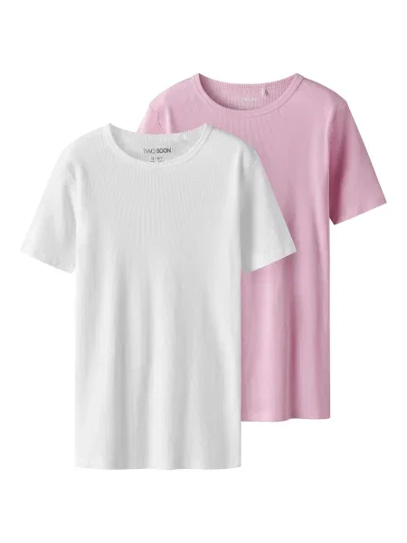 TWO SOON Tricou mov liliachiu alb