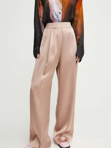 Stine Goya pantaloni femei lat high waist bej