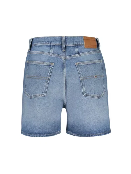Tommy Jeans szorty jeansowe gładkie high waist niebieski
