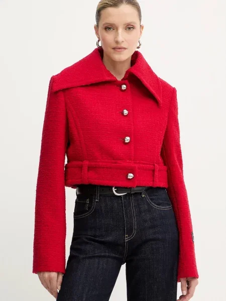 Patou jachetă din amestec de lână de tranziție roșu
