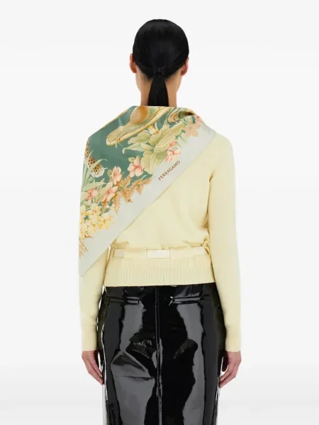 Fular Ferragamo de mătase cu imagine verde