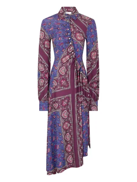 Sukienka koszulowa Rabanne asymetryczna garniturowa niebieska