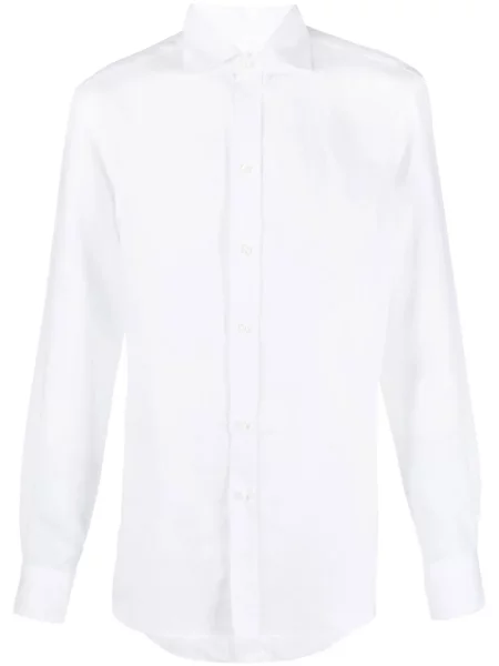Cămașă Ralph Lauren Purple Label de in lungă alb