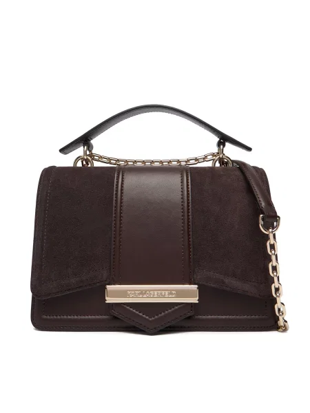 Crossbody torbica Karl Lagerfeld iz semiša rjava