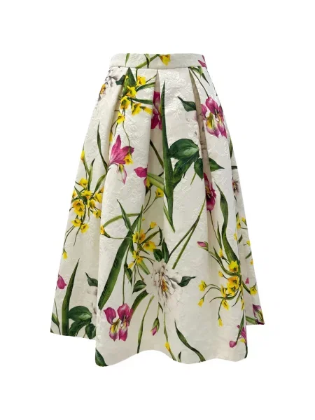 Fustă midi Lunatica Milano cu model floral tricotate cu imagine alb