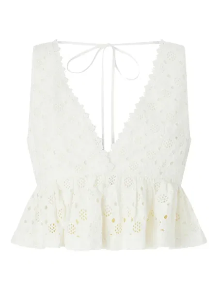 Top Pinko cu volane alb