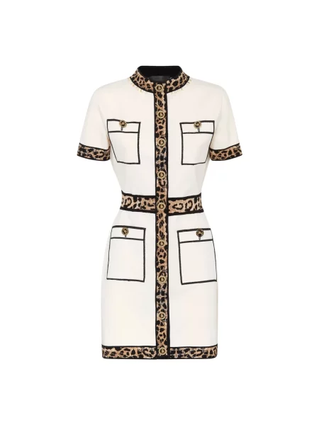 Sukienka Philipp Plein w panterkę beżowa