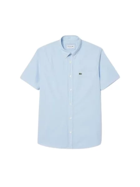 Koszula z krótkim rękawem Lacoste w kratę niebieska