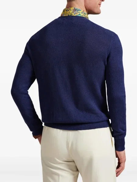 Плисирана шапка с козирки Polo Ralph Lauren на райета кепър синьо