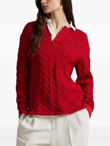 Căciulă Polo Ralph Lauren cu broderie cu dungi cowboy roșu