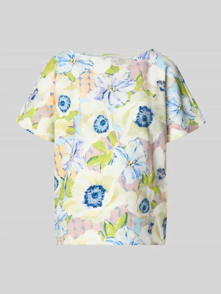 T-shirt z mieszanka we wzór na całej powierzchni Christian Berg Woman zielona