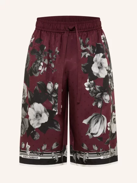 Dolce & Gabbana Hedvábné Šortky tmavě červená černá bílá