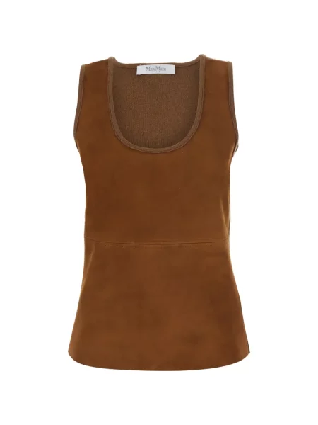 Top Max Mara din piele de căprioară maro