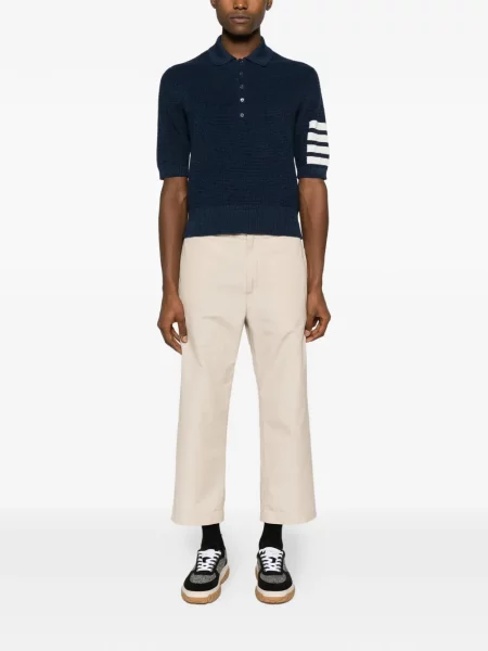 Polo Thom Browne cu dungi tricotate albastru