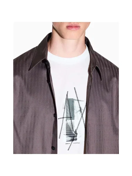 Armani Exchange tricou din cu imprimeu alb