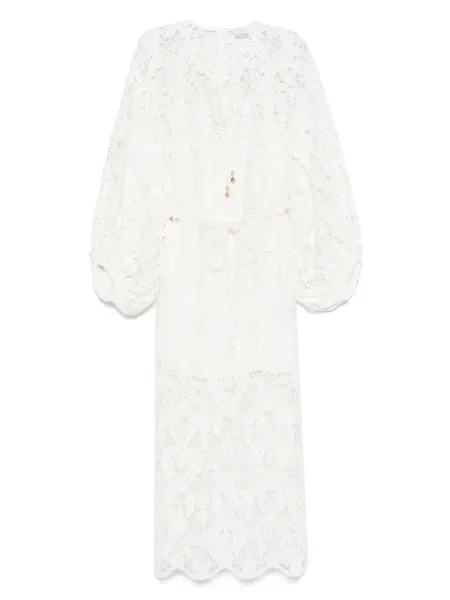 Rochie midi Zimmermann din dantelă până la genunchi de costum alb