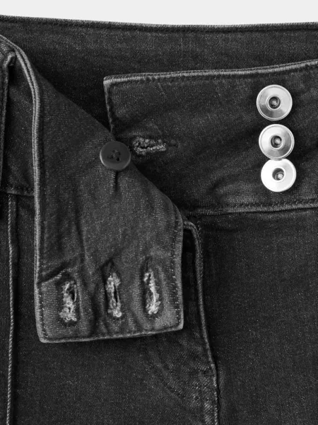 Jeansy typu wide leg z zapięciem na zakładkę black denim Teen 34 MANGO TEEN czarne