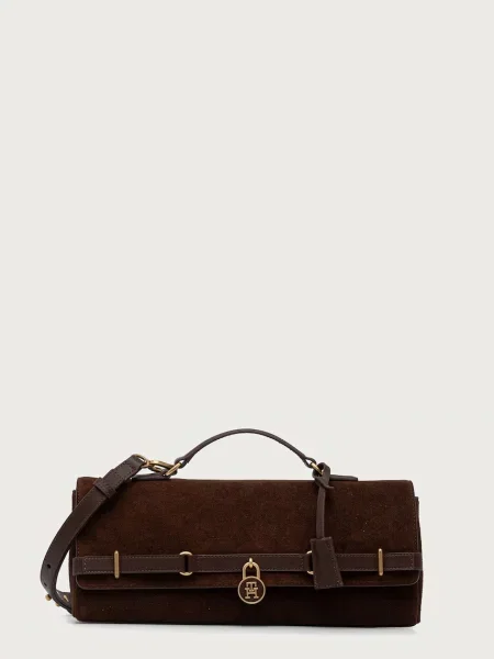 Tommy Hilfiger torebka crossbody zamszowa brązowa