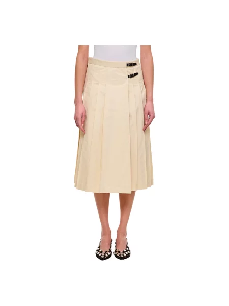 Spódnica skórzana Durazzi Milano plisowana beżowa