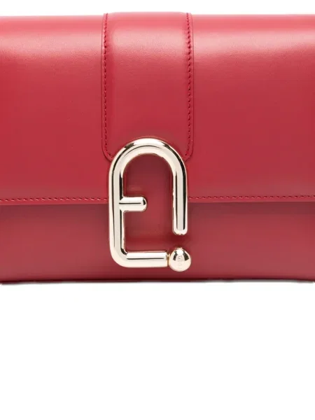 Kožni satchel torba Furla crvena