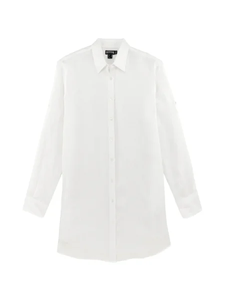 Rochie tip cămașă Vilebrequin de in de costum alb