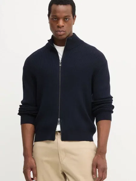 Armani Exchange kardigán gyapjú keverékből sötétkék