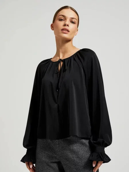 Bluză Moodo cu mâneci bufante negru