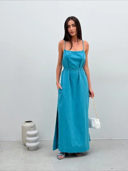 Трикотажный сарафан Art Knit бирюзовый