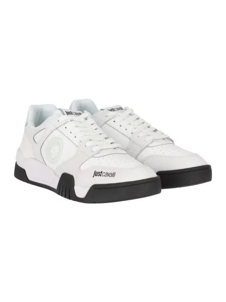 Sneakersy Just Cavalli skórzane z logo białe