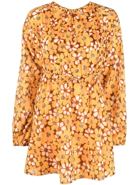Rochie Faithfull The Brand cu model floral cu imagine de costum portocaliu
