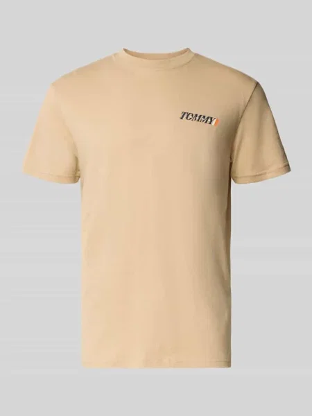 T-shirt o kroju regular fit z czystej bawełny Tommy Jeans beżowa