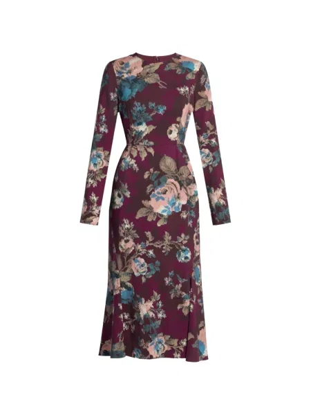 Lung rochie midi Erdem cu model floral cu imagine violet
