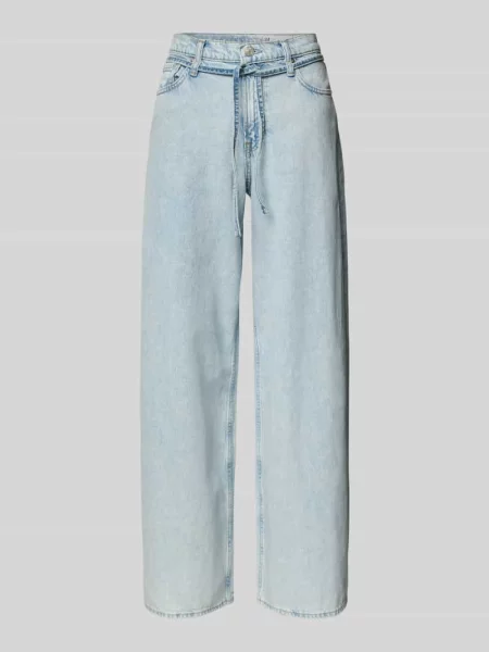 Jeansy o kroju baggy z wiązanym Gap niebieskie