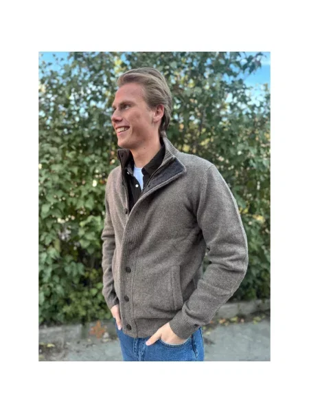 Sweter Barbour wełniany pleciony brązowy