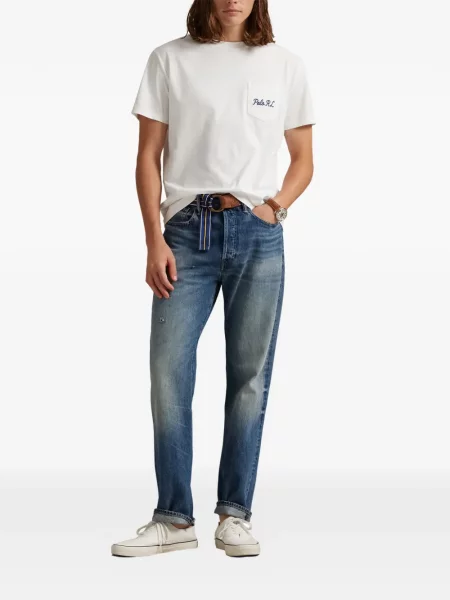 Tricou polo Polo Ralph Lauren cu autograf cu 5 buzunare în carouri gri
