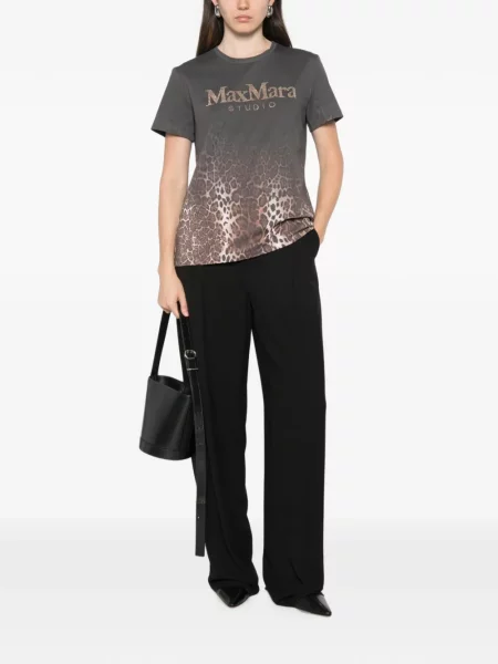 Tricou Max Mara cu imagine cu model leopard gri