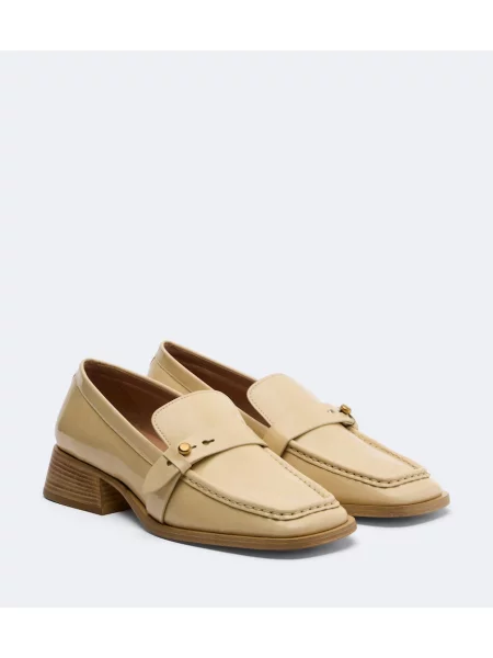 Pantofi loafer Zimmermann din piele de lac bej