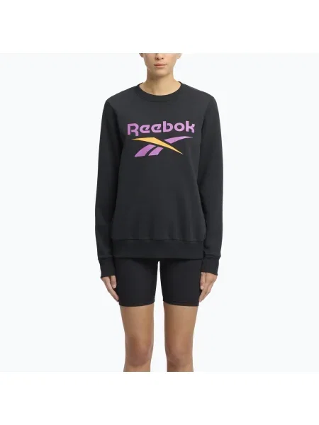 Női Reebok Identity Big Logo Fleece Crew fekete/lila rave/elektromos borostyán melegítőfelső. Méret: S fekete
