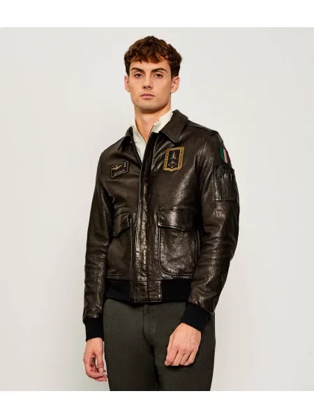 Aeronautica Militare Geacă de piele negru