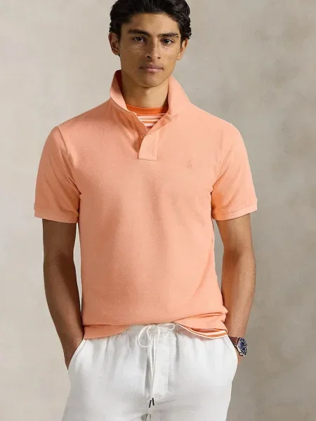 Тениска с яка Polo Ralph Lauren оранжево