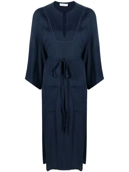 Sukienka maxi Fabiana Filippi z długim rękawem do kolan garniturowa niebieska