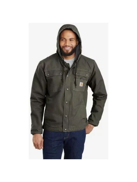 Kurtka z kapturem Carhartt Washed Duck Bartlett oliwkowy S zielony
