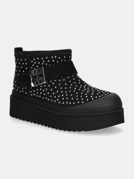 Велурени апрески Tory Burch Mellow Shearling Stud Platform Boot черно