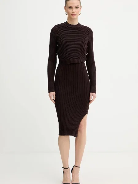 Morgan rochie și pulover mini mulată RMOMO maro