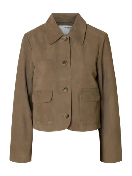 Selected Femme Kožený Blejzr khaki